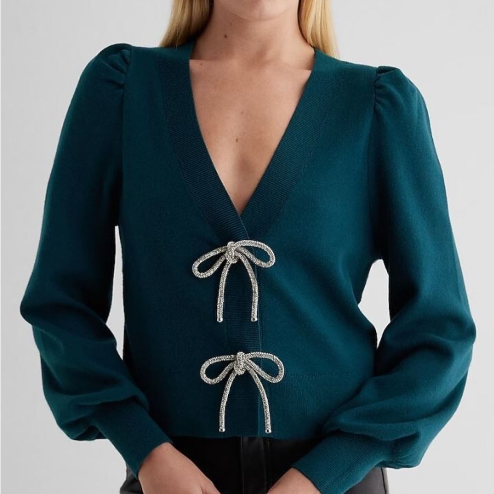 Express V neck Embellished Bow Cardigan- size small
